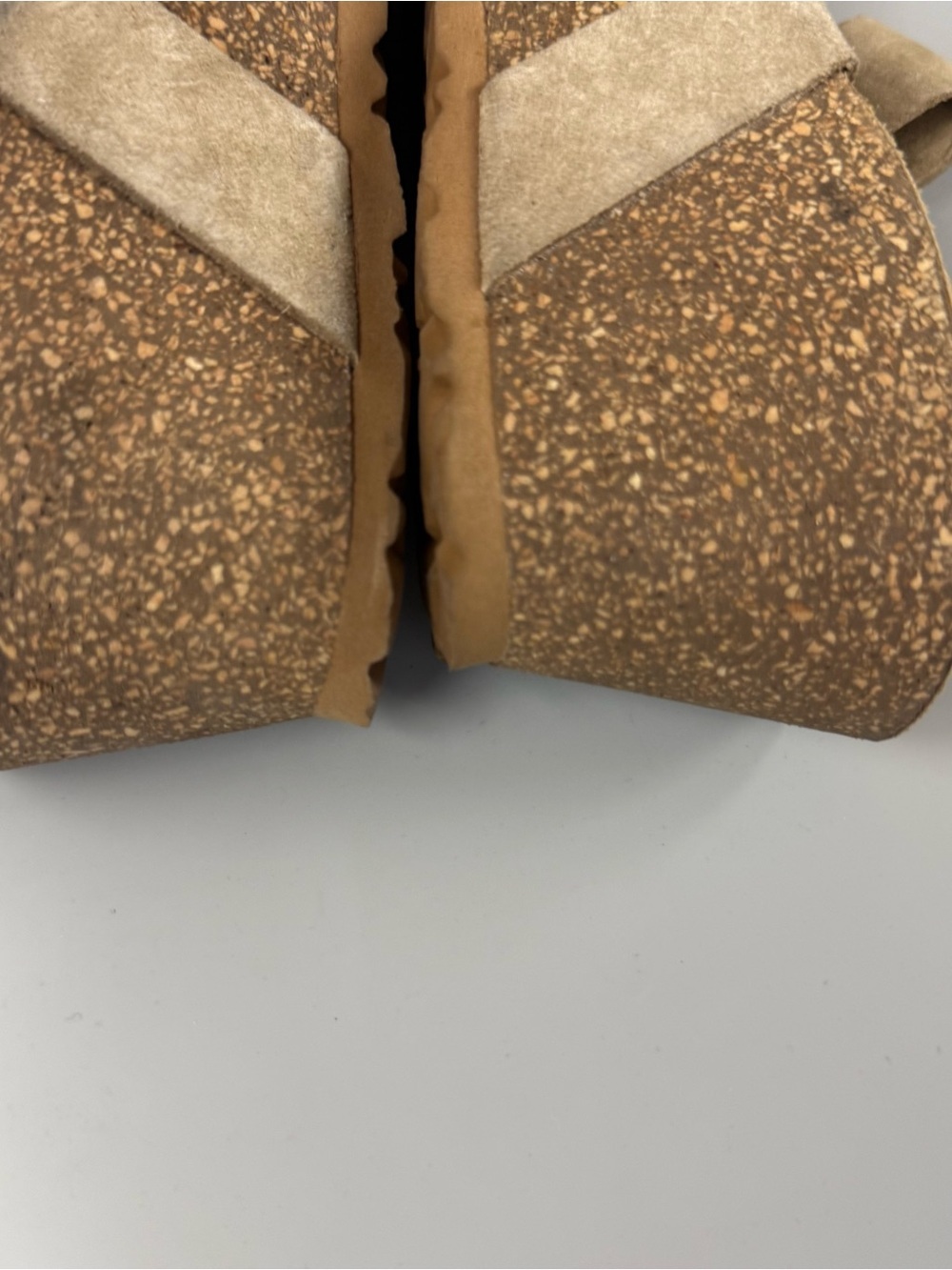 Yokono Beige Suede Platform Slide Sandals Cork Wedge Women’s 9 Boho Granola - Picture 7 of 8